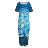 Blue Electrical Brain Activity Print Short Sleeve Long Nightdress