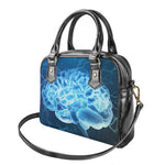 Blue Electrical Brain Activity Print Shoulder Handbag