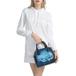 Blue Electrical Brain Activity Print Shoulder Handbag