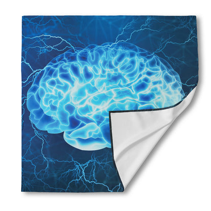 Blue Electrical Brain Activity Print Silk Bandana
