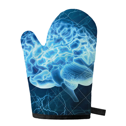 Blue Electrical Brain Activity Print Single Oven Mitt