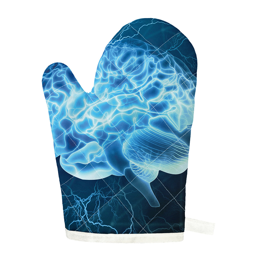 Blue Electrical Brain Activity Print Single Oven Mitt