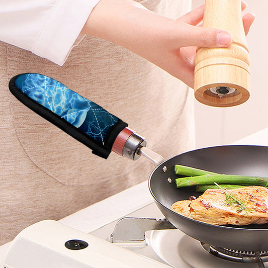 Blue Electrical Brain Activity Print Skillet Handle Cover