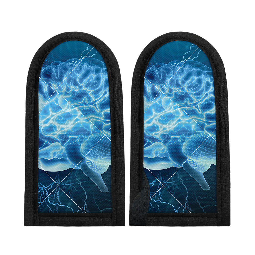 Blue Electrical Brain Activity Print Skillet Handle Cover