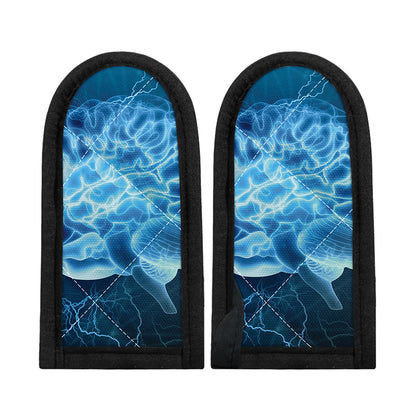 Blue Electrical Brain Activity Print Skillet Handle Cover