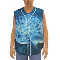 Blue Electrical Brain Activity Print Sleeveless Baseball Jersey