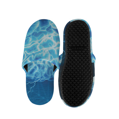 Blue Electrical Brain Activity Print Slippers