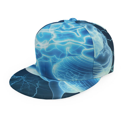 Blue Electrical Brain Activity Print Snapback Cap