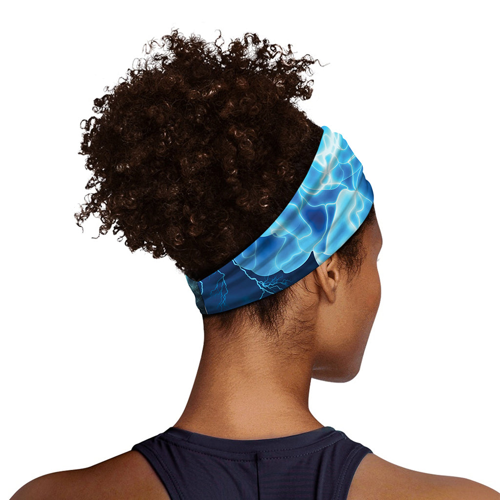 Blue Electrical Brain Activity Print Sports Headband