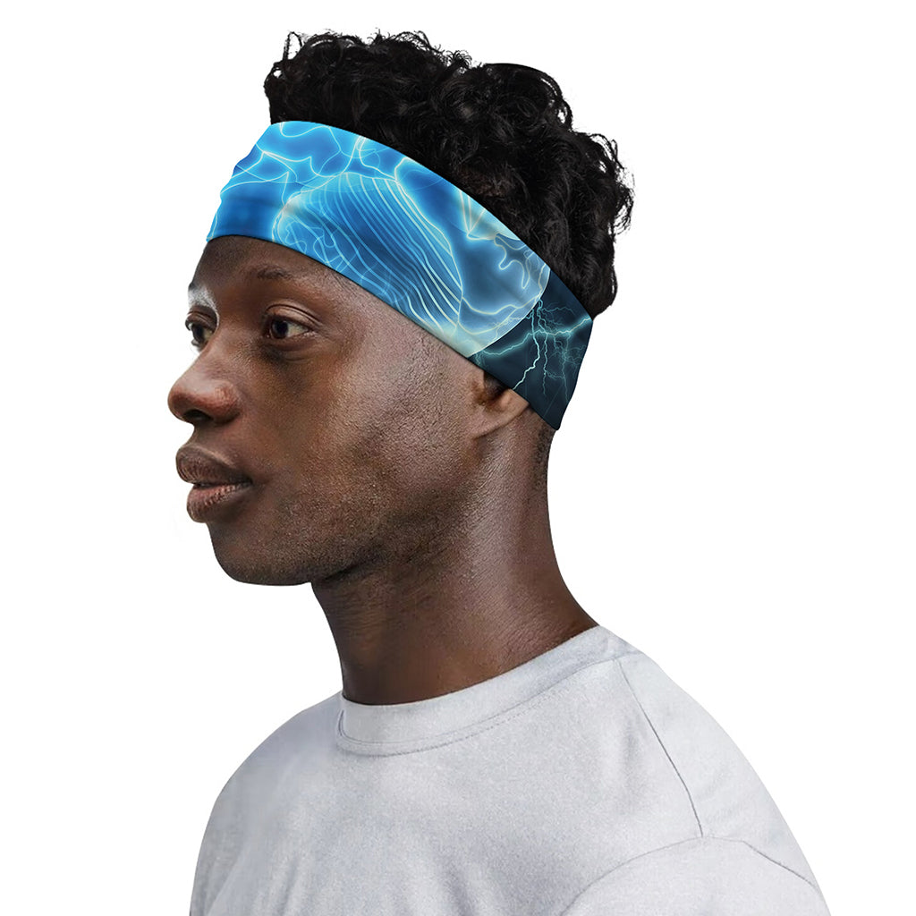Blue Electrical Brain Activity Print Sports Headband