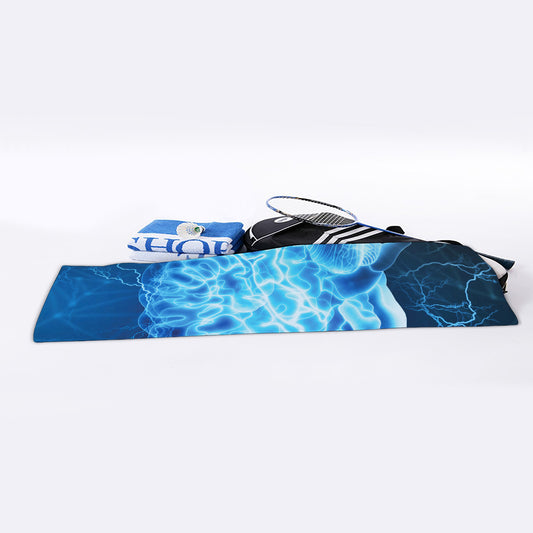 Blue Electrical Brain Activity Print Sports Towel