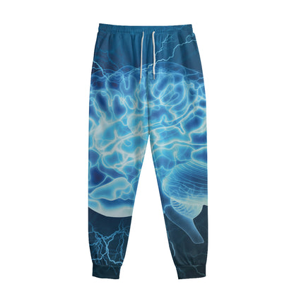 Blue Electrical Brain Activity Print Sweatpants