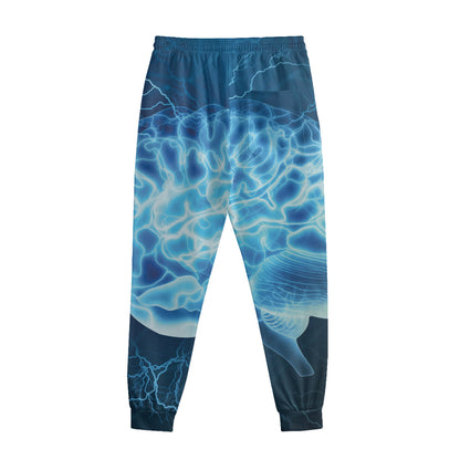 Blue Electrical Brain Activity Print Sweatpants