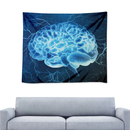 Blue Electrical Brain Activity Print Tapestry