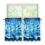 Blue Electrical Brain Activity Print Tier Curtains