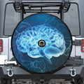 Blue Electrical Brain Activity Print Tire Cover With Camera Hole