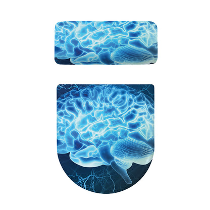 Blue Electrical Brain Activity Print Toilet Lid And Tank Cover Set