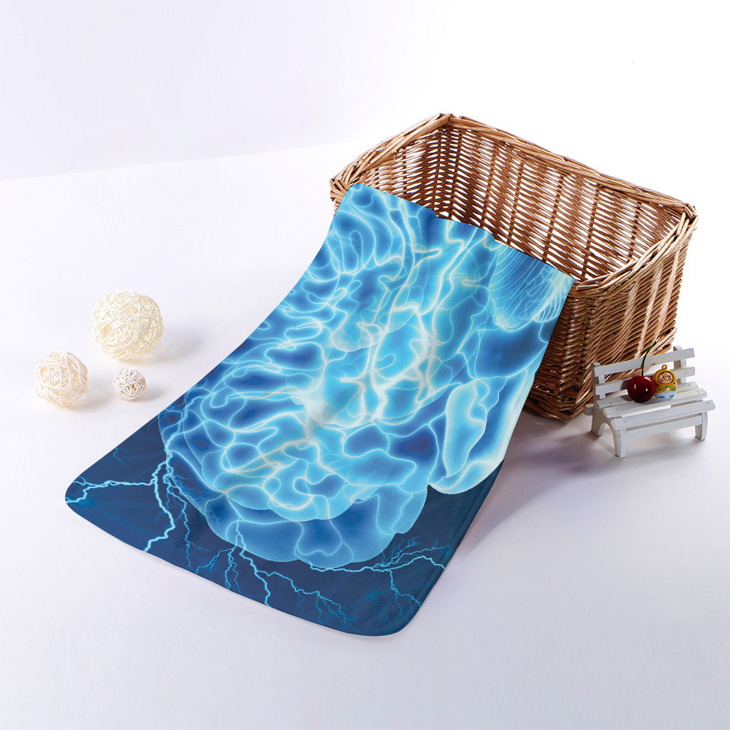 Blue Electrical Brain Activity Print Towel