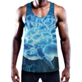 Blue Electrical Brain Activity Print Men's Workout Tank Top