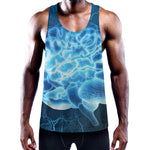 Blue Electrical Brain Activity Print Training Tank Top