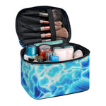 Blue Electrical Brain Activity Print Travel Makeup Bag