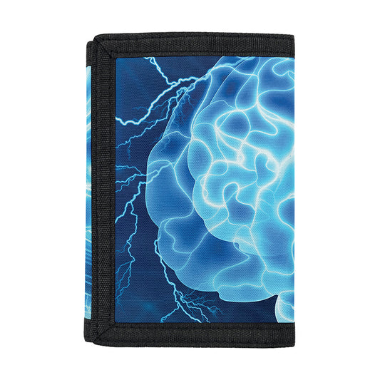 Blue Electrical Brain Activity Print Trifold Wallet