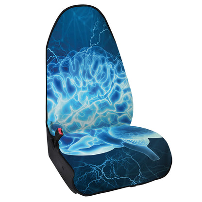 Blue Electrical Brain Activity Print Waterproof Car Seat Cover