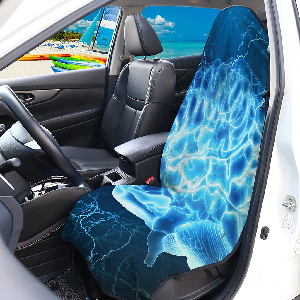 Blue Electrical Brain Activity Print Waterproof Car Seat Cover