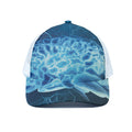 Blue Electrical Brain Activity Print White Mesh Trucker Hat