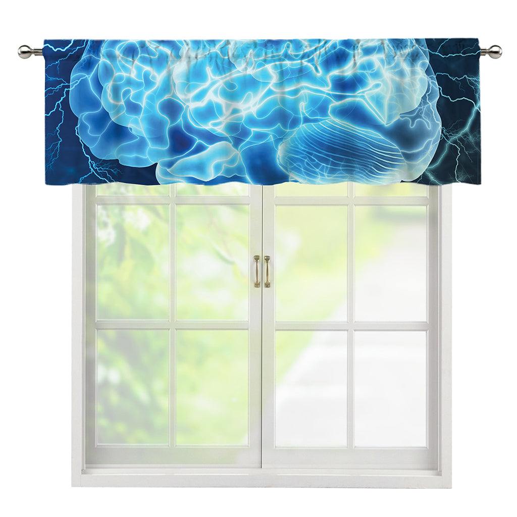 Blue Electrical Brain Activity Print Window Valance
