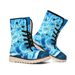 Blue Electrical Brain Activity Print Winter Boots
