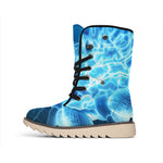 Blue Electrical Brain Activity Print Winter Boots