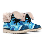 Blue Electrical Brain Activity Print Winter Boots