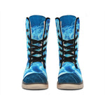 Blue Electrical Brain Activity Print Winter Boots