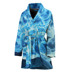 Blue Electrical Brain Activity Print Women's Bathrobe
