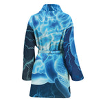 Blue Electrical Brain Activity Print Women's Bathrobe
