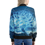 Blue Electrical Brain Activity Print Women's Bomber Jacket