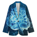 Blue Electrical Brain Activity Print Women's Cotton Blazer