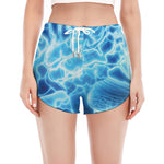 Blue Electrical Brain Activity Print Women's Split Running Shorts