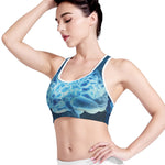 Blue Electrical Brain Activity Print Women's Sports Bra