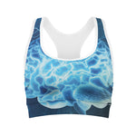 Blue Electrical Brain Activity Print Women's Sports Bra