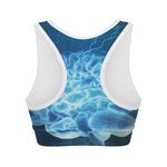 Blue Electrical Brain Activity Print Women's Sports Bra