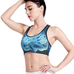 Blue Electrical Brain Activity Print Women's Sports Bra