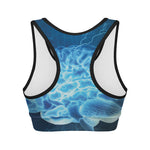 Blue Electrical Brain Activity Print Women's Sports Bra