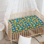 Blue Emoji Pattern Print Baby Crib Sheet