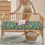 Blue Emoji Pattern Print Baby Crib Sheet