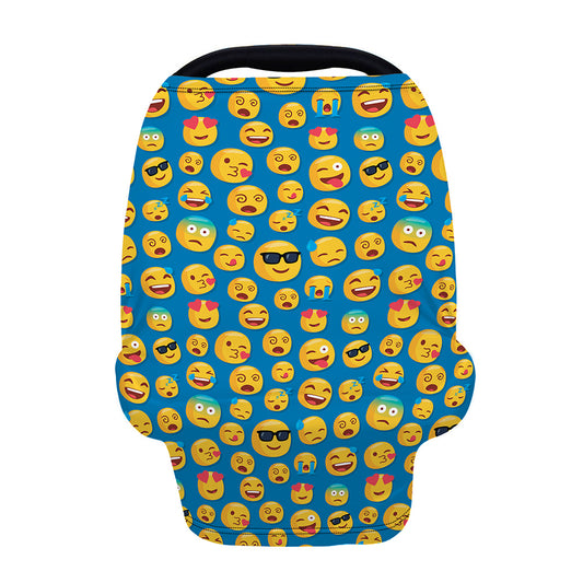 Blue Emoji Pattern Print Baby Seat Cover