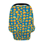 Blue Emoji Pattern Print Baby Seat Cover