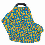 Blue Emoji Pattern Print Baby Seat Cover