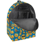 Blue Emoji Pattern Print Backpack